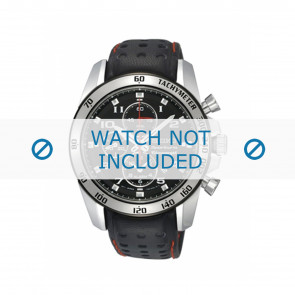 Seiko Uhrenarmband SNAE65P1 / 7T62-0KV002B / L01M011J0 Leder Schwarz 21mm + roten Nähten