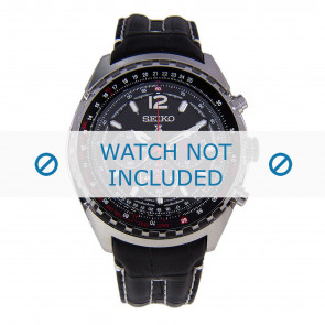 Uhrenarmband Seiko V175-0CK0 / SSC289P9 / SSC261P2 / L0CH011J0 Leder Schwarz 24mm