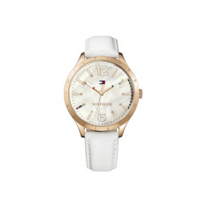 Tommy Hilfiger Uhrenarmband TH-268-3-34-1825 / TH679301822 Leder Weiss 14mm + weiße nähte