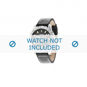 Timberland Uhrenarmband 14647JS-02 Leder Schwarz 22mm + weiße nähte
