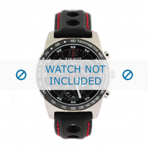 Tissot Uhrenarmband J378-478 PR-50 - T600020323 Leder Schwarz 19mm + roten nähte