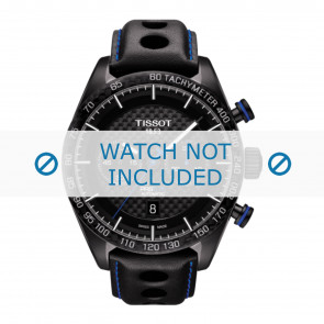 Tissot Uhrenarmband T100.427.36.201.00 - T600037465 Leder Schwarz 22mm + blauen nähte