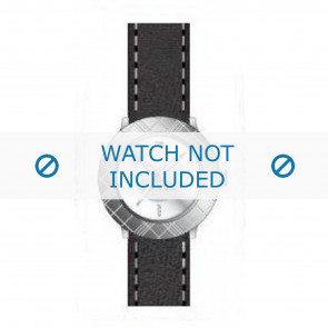 Tommy Hilfiger Uhrenarmband TH-10-3-14-0615 / TH679300821 Leder Schwarz 15mm + weiße nähte