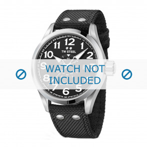 TW Steel Uhrenarmband VS1 / VS3 Textil Schwarz 22mm + schwarzen nähte