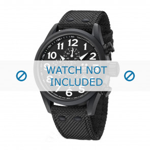 TW Steel Uhrenarmband TWS611 / VS43 Textil Schwarz 22mm + schwarzen nähte